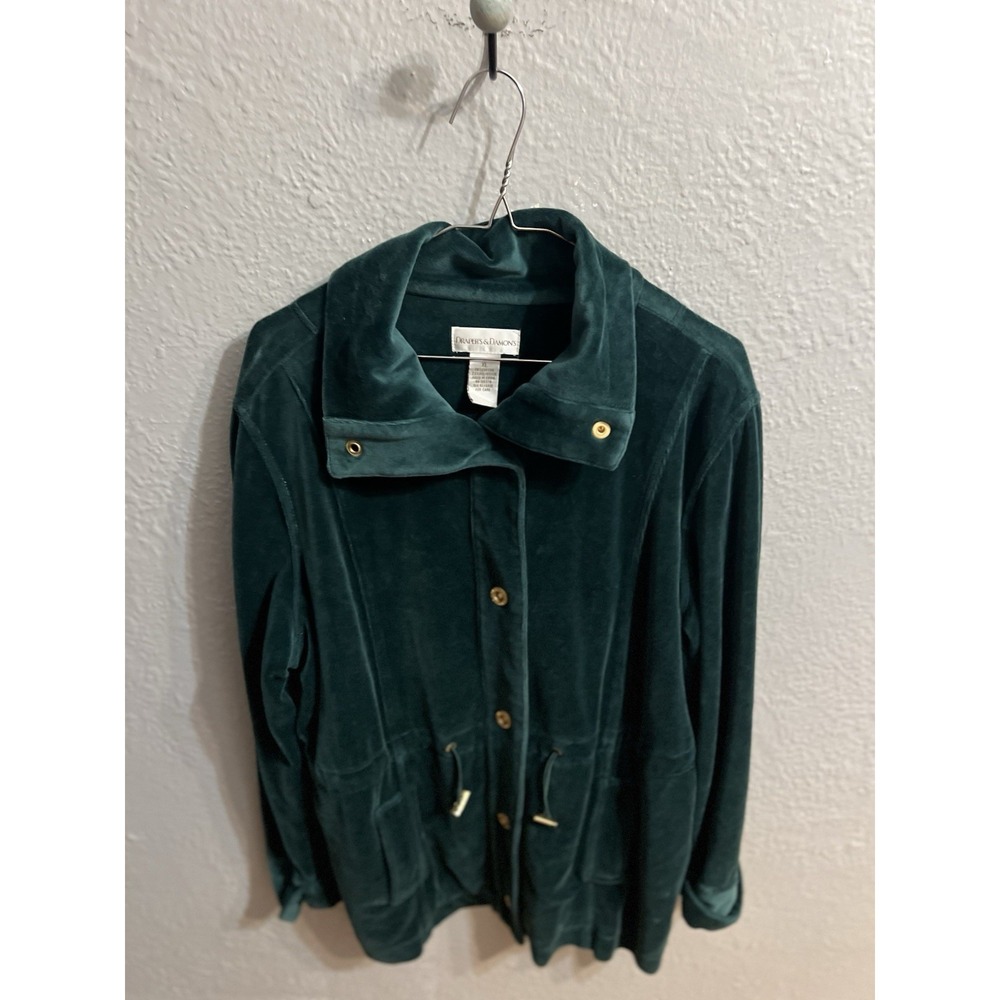 Drapers‎ and Damons Jacket Green Velour Button Jacket Size XL Womens